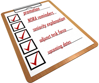 checklist of adjunct topics for the month