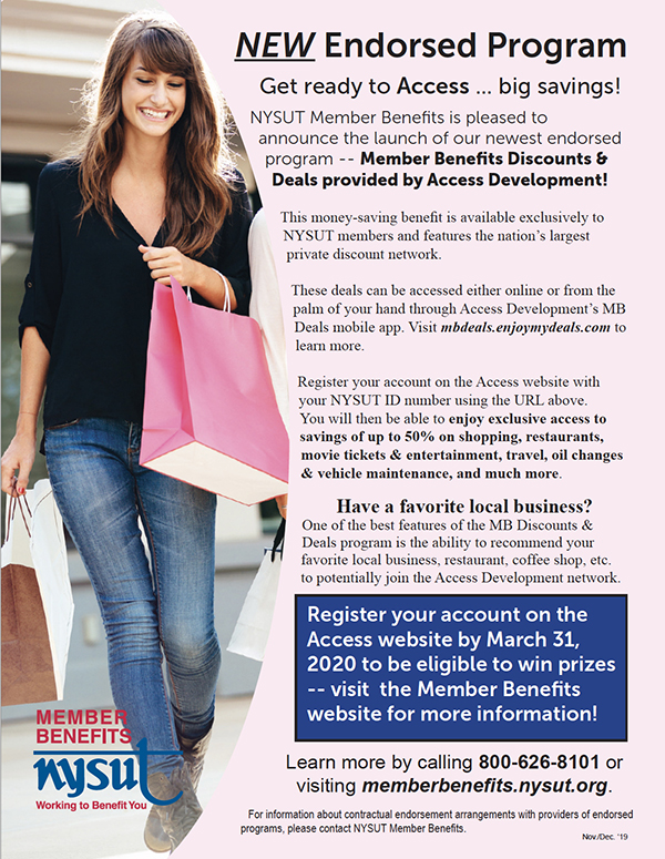 NYSUT Member Benefits Discounts & Deals provided by Access Development