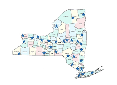 map of NYSUT community colleges in state