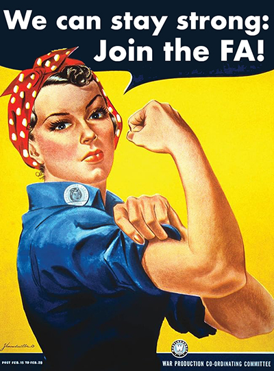 Rosie the Riveter poster that says 