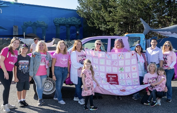 Team FA at Making Strides with breast cancer quilt