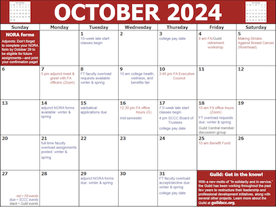 A screenshot of the October page of our 2024-25 wall calendar