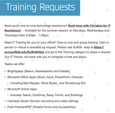 screenshot of ITS Training Request overview