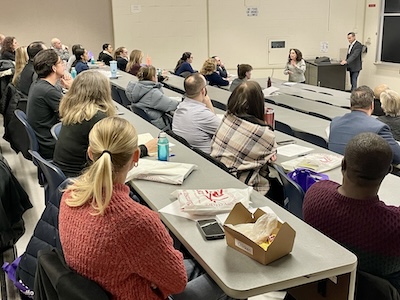 Nadine Lauria presenting at adjunct orientation January 23, 2025