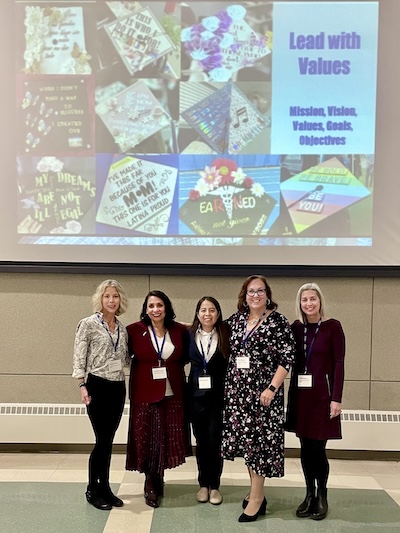Cynthia Eaton, Christina Vargas, Paola Calderone, Patty Munsch, and Jill Santiago presented at the LICSPA conference at SUNY Old Westbury
