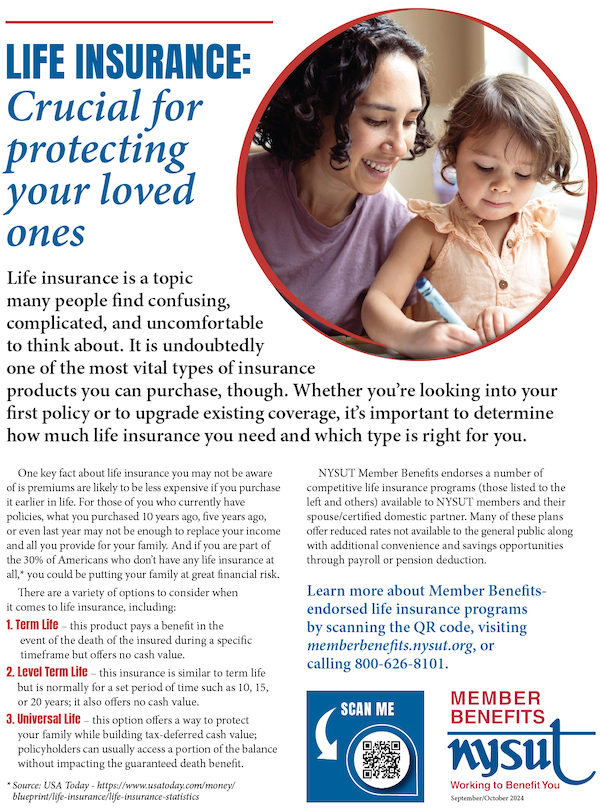 NYSUT Member Benefits ad for life insurance