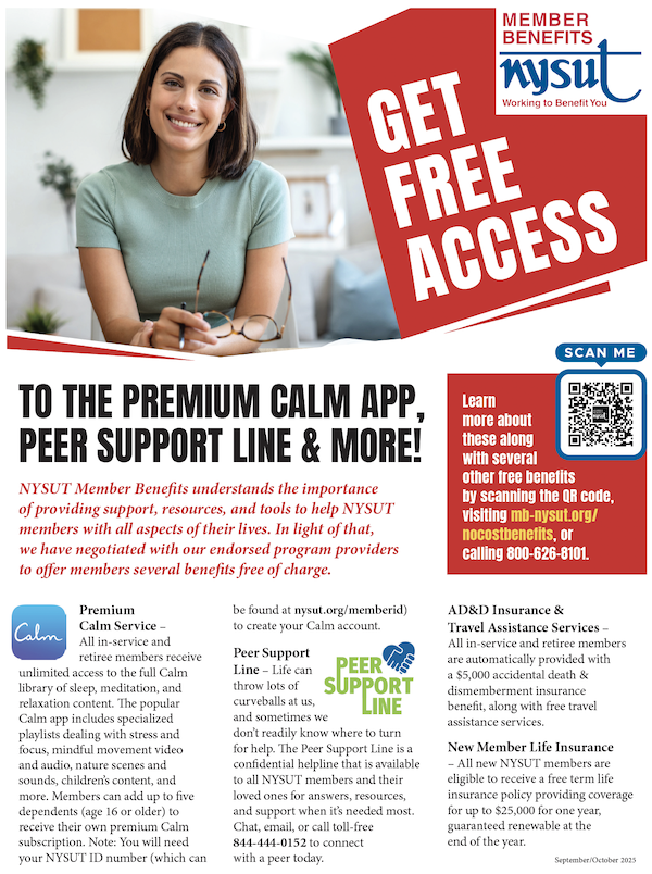 NYSUT Member Benefits ad (same content as article with image of smiling woman)