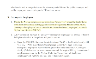 Conference materials from a panel on the Taylor Law showing the influence of the Yeshiva decision