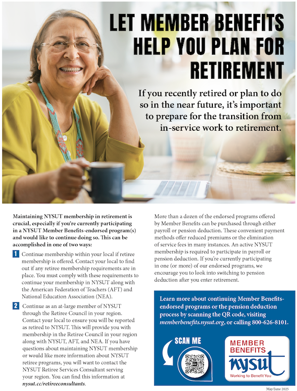 NYSUT Member Benefits ad for retirement planning