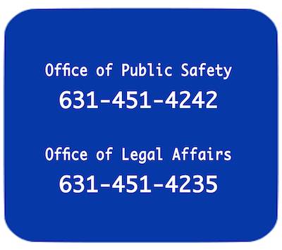 contact info for Public Safety (451-4242) and Legal (451-4235)