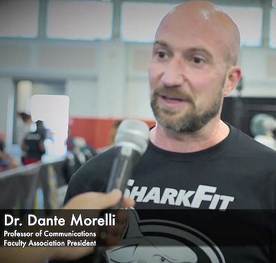 Dante Morelli being interviewed for SharkFit 2025