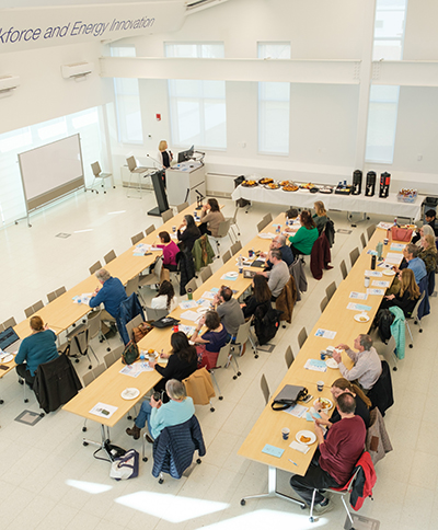 Cynthia Eaton presents during the March 8 DE professional development event