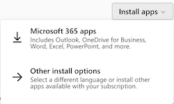 Office 365 install apps screenshot