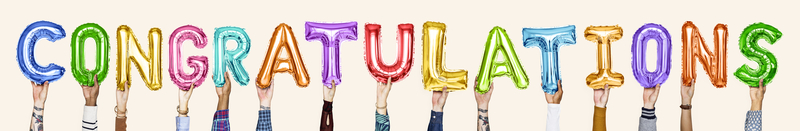Congratulations spelled out in letter balloons